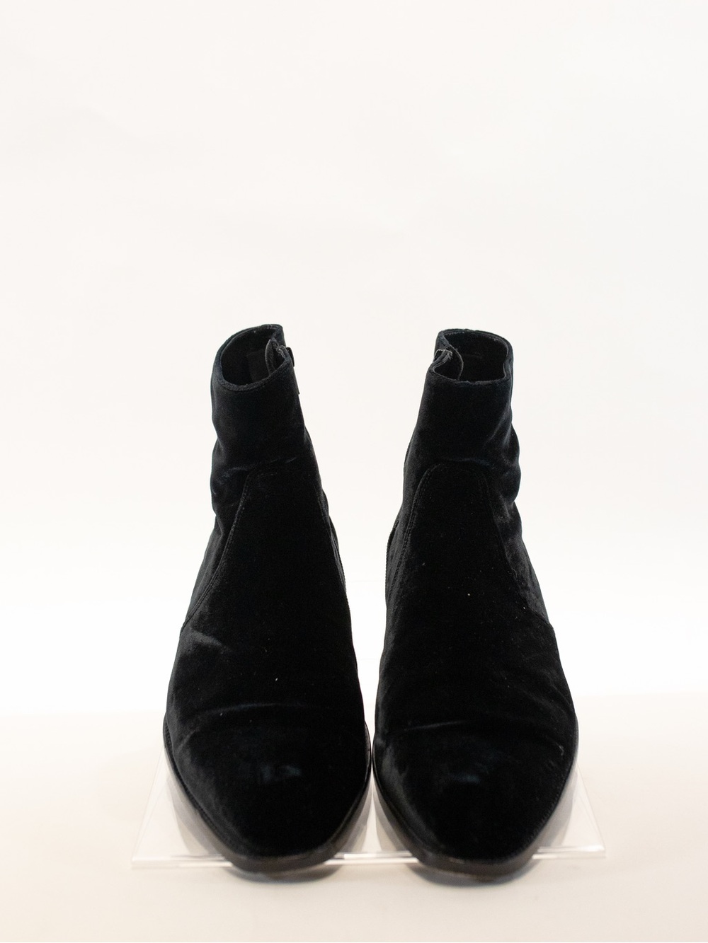 Saint Laurent Black Velvet Ankle Boots - Picture 3 of 4